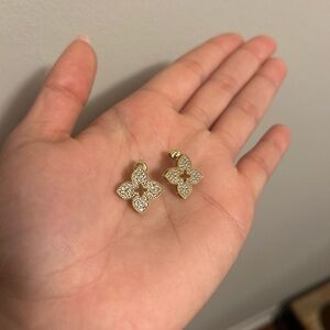 Gold and Silver Floral Drop Earrings